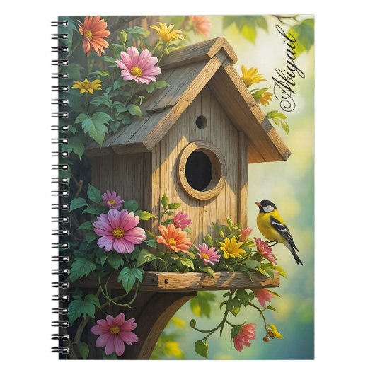 魅力的バードハ鮮やかウス夏の花素晴らしの木 ノートブック (正面)