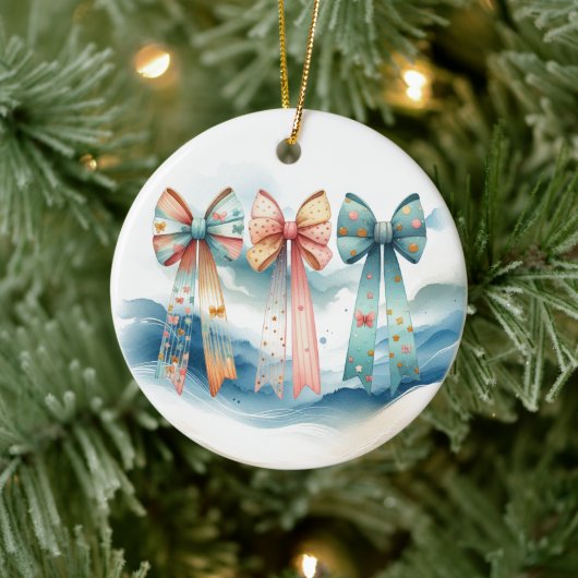 魅力的パターン(の模様が)ある弓 セラミックオーナメント (ツリー)