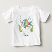魅力的パッチワーク魚 ベビーTシャツ (正面)