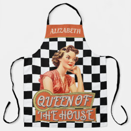 魅力的パーソナライズされたなレトロクイーンオブザハウス エプロン