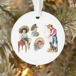 魅力的ビクトリアン子・犬コラージュ オーナメント