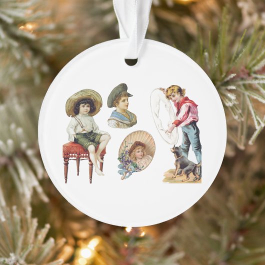 魅力的ビクトリアン子・犬コラージュ オーナメント (ツリー)