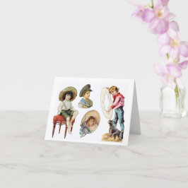 魅力的ビクトリアン子・犬コラージュ カード