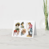 魅力的ビクトリアン子・犬コラージュ カード (正面)