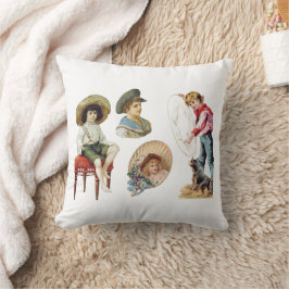 魅力的ビクトリアン子・犬コラージュ クッション