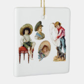 魅力的ビクトリアン子・犬コラージュ セラミックオーナメント (右)