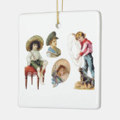 魅力的ビクトリアン子・犬コラージュ セラミックオーナメント (左)