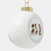 魅力的ビクトリアン子・犬コラージュ セラミックボールオーナメント (左)