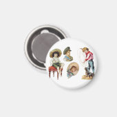 魅力的ビクトリアン子・犬コラージュ マグネット (正面/裏面)