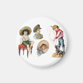 魅力的ビクトリアン子・犬コラージュ マグネット