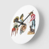 魅力的ビクトリアン子・犬コラージュ ラウンド壁時計 (傾斜)