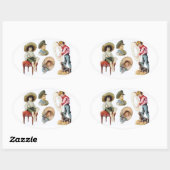 魅力的ビクトリアン子・犬コラージュ 楕円形シール (シート)