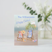 魅力的ビーチおもしろいハッピーイースターカード 案内状 (スタンド正面)