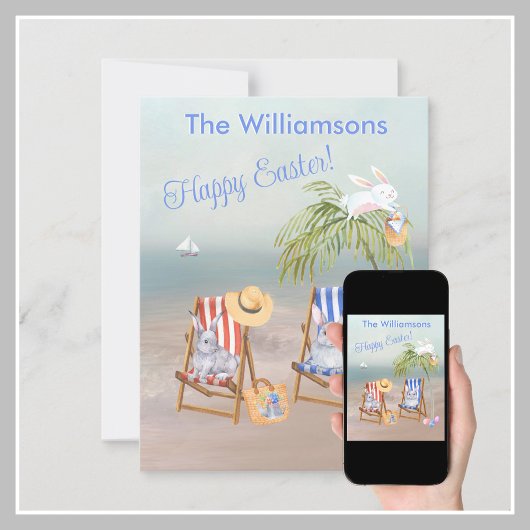 魅力的ビーチおもしろいハッピーイースターカード 案内状