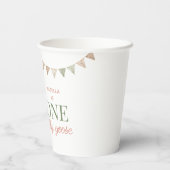 魅力的ピンクワン間抜けグース1歳パーティー 紙コップ (裏面)