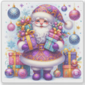 魅力的フェスティバルサンタクロースカラフルギフト シール (正面)