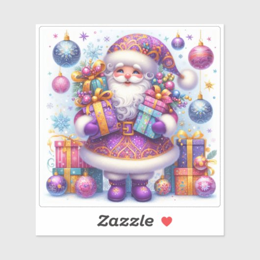 魅力的フェスティバルサンタクロースカラフルギフト シール (シート)