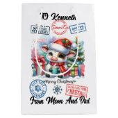 魅力的フェスティバル牛付きサンタ袋 ミディアムペーパーバッグ (正面)