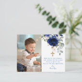 魅力的フォトボーイ金ゴールドクロスバプテスマ サンキューカード (スタンド正面)