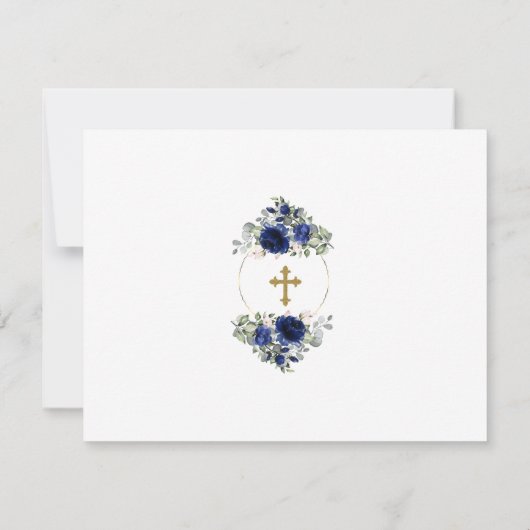 魅力的フォトボーイ金ゴールドクロスバプテスマ サンキューカード (裏面)