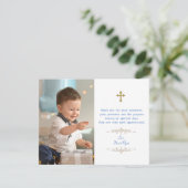 魅力的フォトボーイ金ゴールドクロスバプテスマ サンキューカード (スタンド正面)