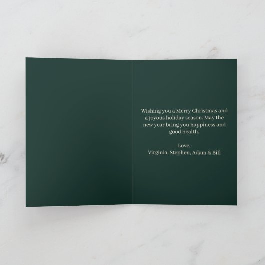 魅力的フォークアートバードとホリーベリークリスマス シーズンカード (内部)