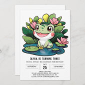 魅力的フロッカラフルグデジタル誕生日 招待状 (正面/裏面)