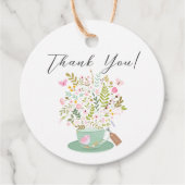 魅力的フローラティーブライダルシャワーお気に入りギフトラベル フェイバータグ (正面)