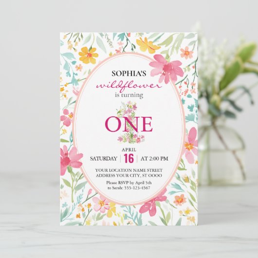 魅力的フローラ最初の誕生日 招待状 (スタンド正面)