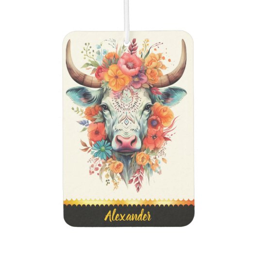 魅力的フローラ牛の空気清浄剤 カーエアーフレッシュナー (正面)