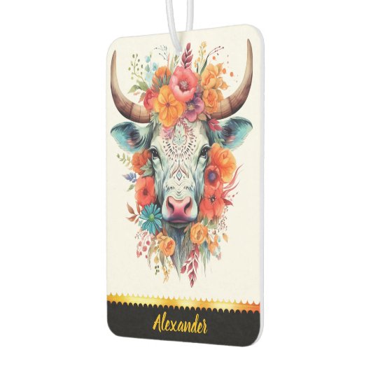 魅力的フローラ牛の空気清浄剤 カーエアーフレッシュナー (左)