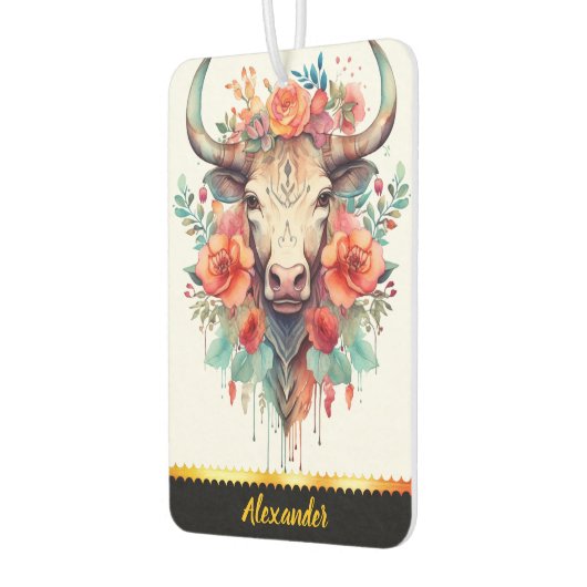 魅力的フローラ牛デザイン付き空気清浄剤 カーエアーフレッシュナー (左)