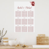 魅力的ブルゴーニュと白のフローラ結婚 ポスター (キッチン)