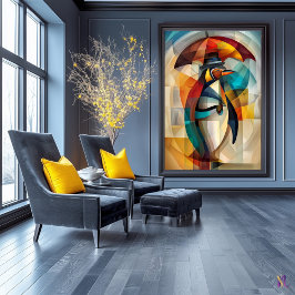 魅力的ペンギン – 雨の中のダンディキュービスト ポスター