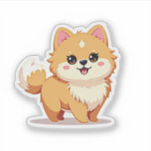 魅力的ポメラニア犬、お洒落かわいいしゃれている、小 シール (正面)