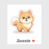 魅力的ポメラニア犬、お洒落かわいいしゃれている、小 シール (シート)