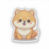 魅力的ポメラニア犬、ふわふわの喜び、小 シール (正面)