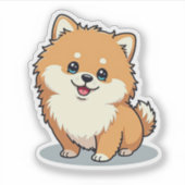 魅力的ポメラニア犬、泡状かわいい、小 シール (正面)