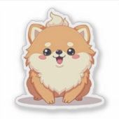 魅力的ポメラニア犬、泡立つかわいい喜び、小 シール (正面)