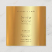 魅力的モダンなエレガント金ゴールドユニークデザインプレーン スクエア名刺 (裏面)