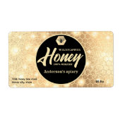 魅力的モダンなスパークル金ゴールドbeeスクリプトhoney la la ラベル (正面)