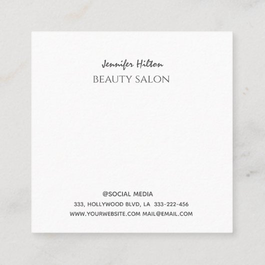 魅力的モダンシンプル顔 スクエア名刺 (裏面)