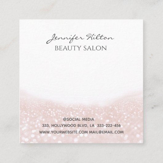 魅力的モダンフローラ感性ガール顔 スクエア名刺 (裏面)