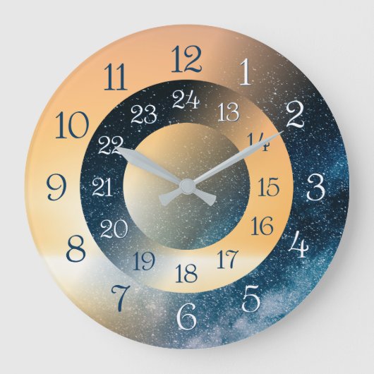 魅力的ユニークな24時間体制 ラージ壁時計 (正面)