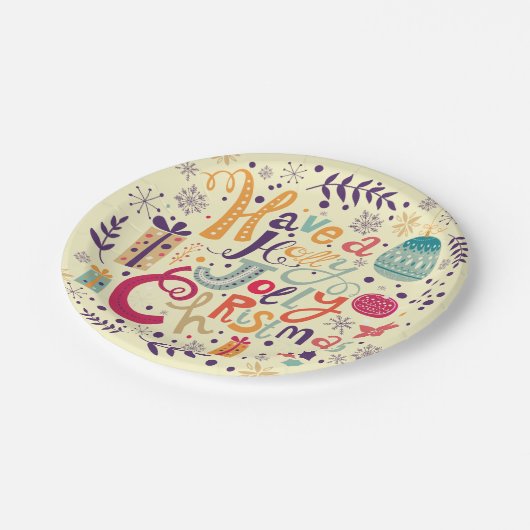 魅力的レトロホリすてきス文字デザイン ペーパープレート (アングル)