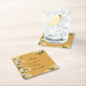 魅力的レトロマーガレット結婚フローラ スクエアペーパーコースター (インサイチュ)