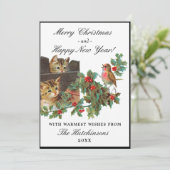 魅力的ヴィンテージキッテンズバードフラットホリデーカード シーズンカード (スタンド正面)