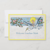 魅力的ヴィンテージストークムーン男の赤ちゃん発表 案内状 (正面)