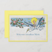 魅力的ヴィンテージストークムーン男の赤ちゃん発表 案内状 (正面/裏面)