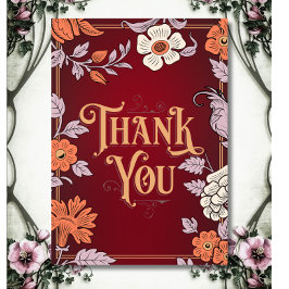 魅力的ヴィンテージフローラ サンキューカード